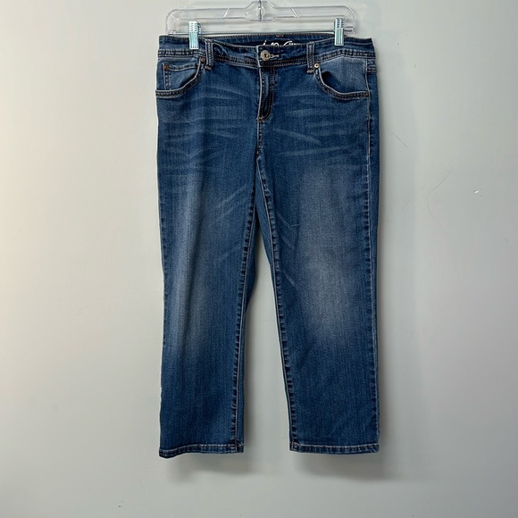 INC Skinny Leg Curvy Fit Cropped Denim Blue Jeans Size 6 Summer Casual - Picture 1 of 12